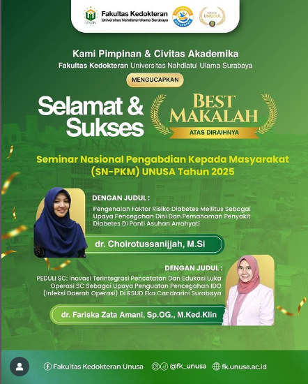 Best Makalah pada Seminar Nasional Pengabdian Kepada Masyarakat (SN-PKM) UNUSA 2025 