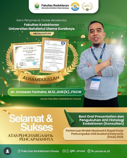 Penghargaan Best Oral Presentation sekaligus Pengukuhan sebagai Ahli Histologi Kedokteran (Konsultan) 